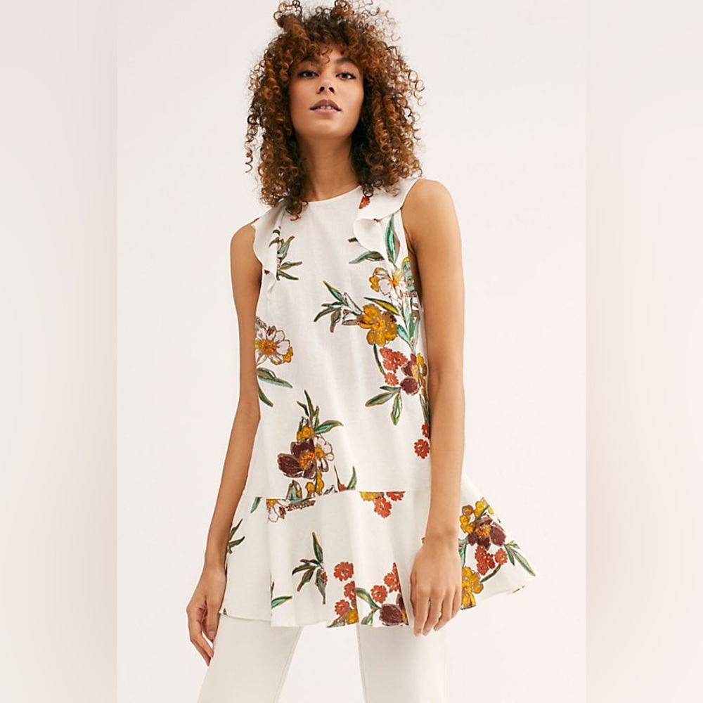 Free People Summer In Tulum Linen Tunic Top/Mini Dress